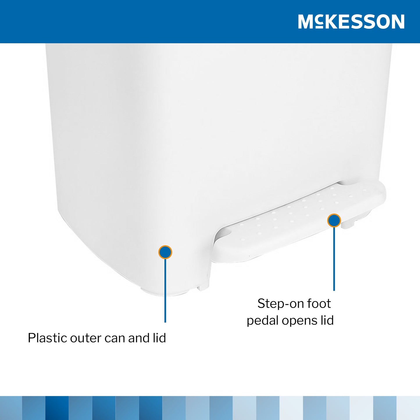 McKesson Trash Can 32 Quart / 8 gal. White Plastic Rectangular (1223706_CS)