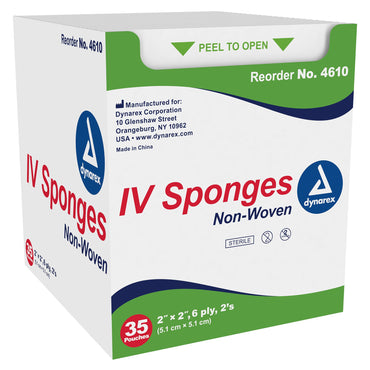 Dynarex® I.V. Sponge 2 X 2 Inch 6-Ply Sterile 2 per Pack (865437_CS)