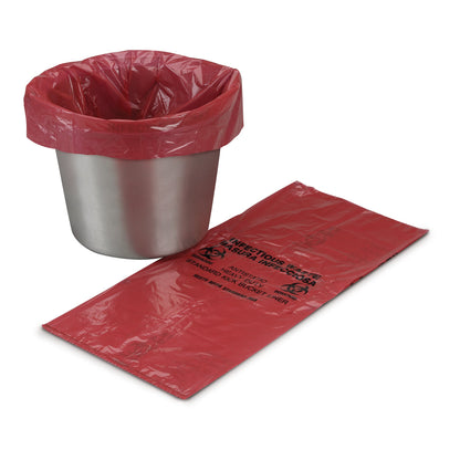 McKesson Kick Bucket Waste Bag Biohazard Symbol / Biohazard / Anti-Static 7 to 10 gal. Red 8 X 12 X 24 Inch (194671_CS)