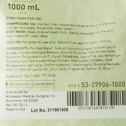 McKesson Shampoo and Body Wash 1,000 mL Dispenser Refill Bag Cucumber Melon Scent (482991_CS)