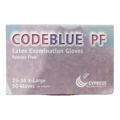 CODEBLUE® PF Exam Glove X-Large NonSterile Latex Extended Cuff Length Fully Textured Blue Not Rated (546243_BX)