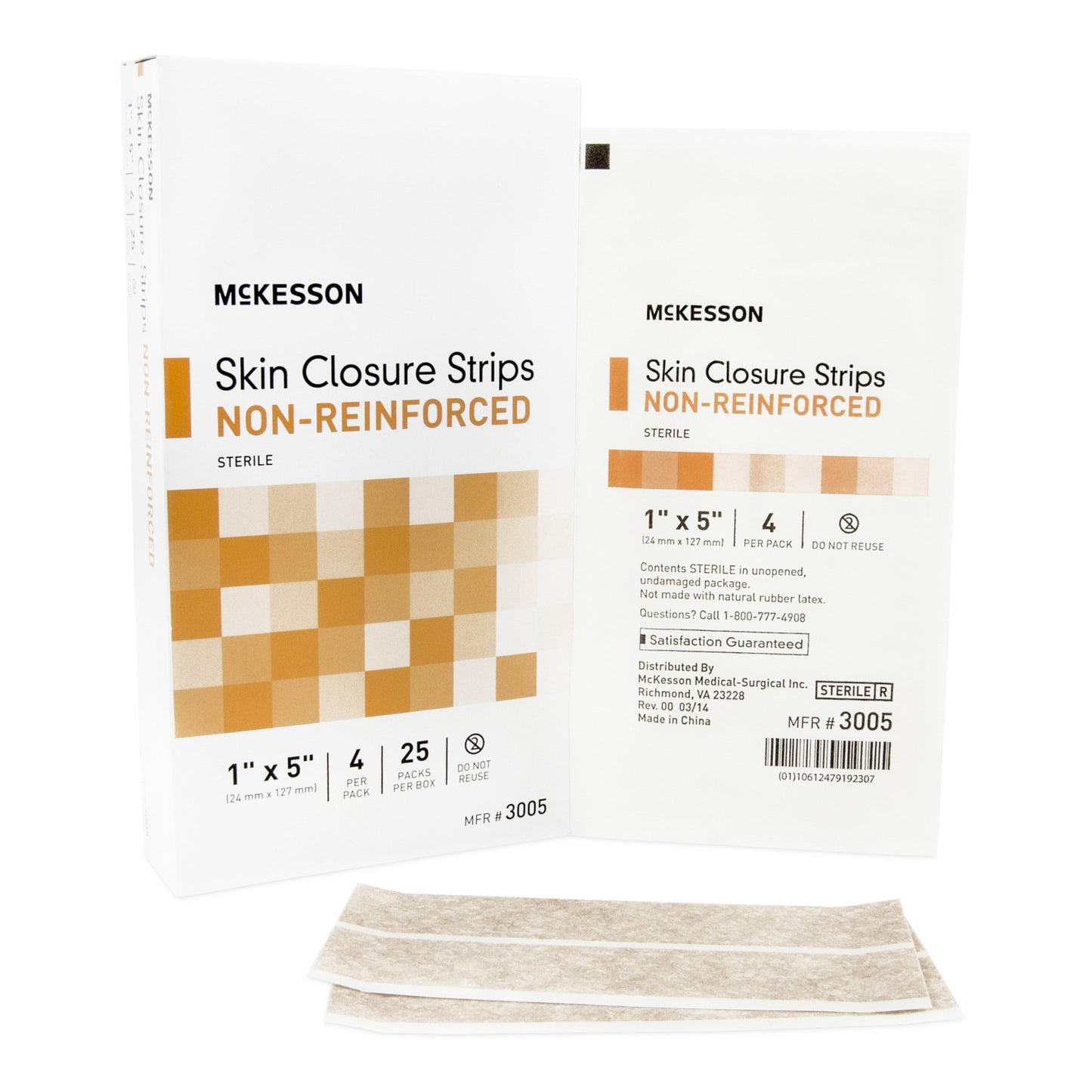 McKesson Skin Closure Strip 1 X 5 Inch Nonwoven Material Flexible Strip Tan (876304_CS)