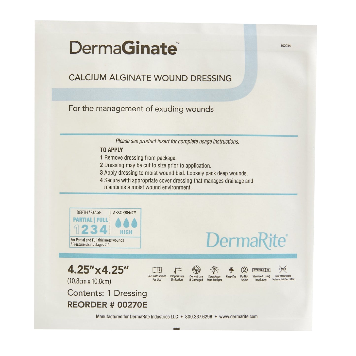 DermaGinate® Alginate Dressing 4-1/4 X 4-1/4 Inch Square (584149_EA)