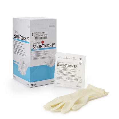 ENCORE® Sensi-Touch® PF Surgical Glove Size 7 Sterile Latex Standard Cuff Length Micro-Textured Natural Chemo Tested (1012604_CS)
