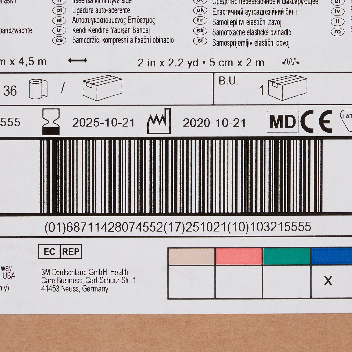3M™ Coban™ Cohesive Bandage 2 Inch X 5 Yard Self-Adherent Closure Blue NonSterile Standard Compression (222002_EA)