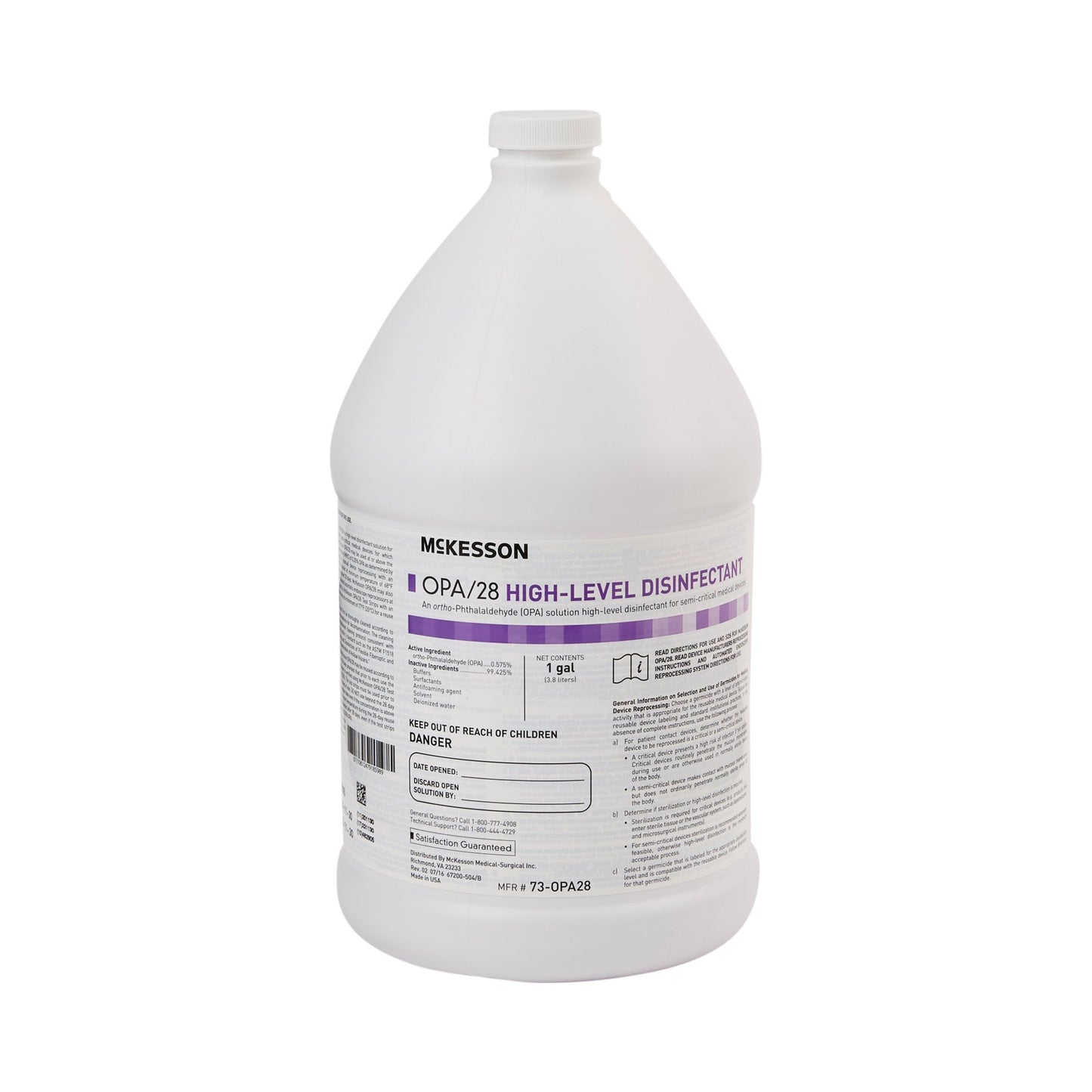 McKesson OPA/28 OPA High-Level Disinfectant RTU Liquid 1 gal. Jug Reusable (852217_EA)