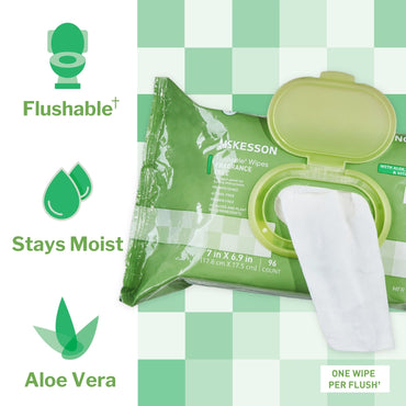 McKesson Flushable Personal Wipe Soft Pack Unscented 96 Count (1241751_CS)