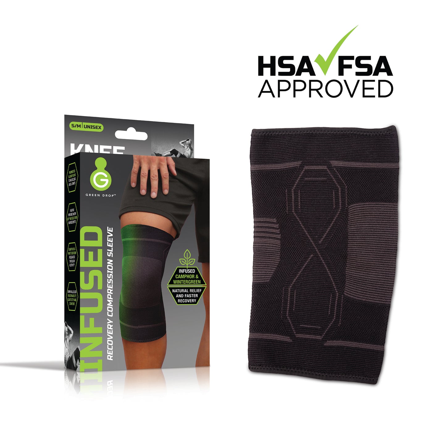 Green Drop™ Knee Support Small / Medium Pull-On 13 to 16 Inch Thigh Circumference Left or Right Knee (1230636_EA)