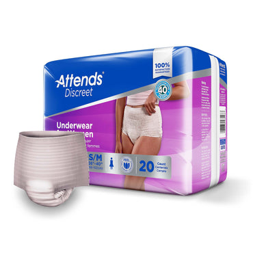 Attends® Discreet Female Adult Absorbent Underwear Pull On with Tear Away Seams Medium Disposable Heavy Absorbency (1039110_CS)