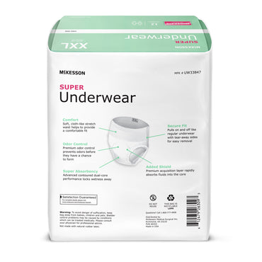 McKesson Unisex Adult Absorbent Underwear Pull On with Tear Away Seams 2X-Large Disposable Moderate Absorbency (1222511_BG)