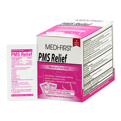 PMS Relief Pain Relief 500 mg - 25 mg - 15 mg Strength Acetaminophen / Pamabrom / Pyrilamine Maleate Caplet 80 per Box (1220524_BX)