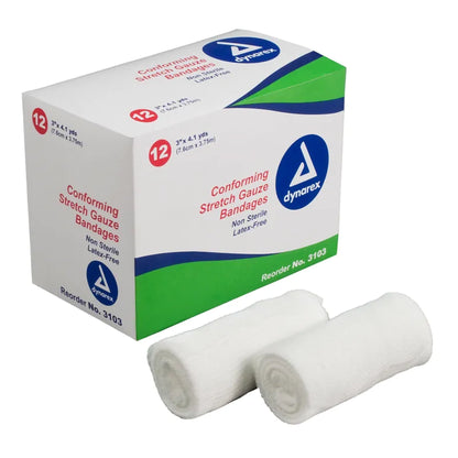 Dynarex® Conforming Bandage 3 Inch X 4-1/10 Yard 1-Ply NonSterile 12 per Pack (691353_CS)