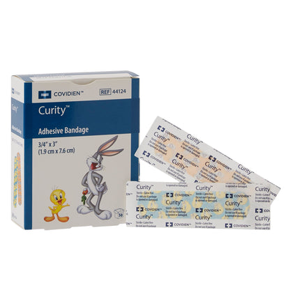 Curity™ Adhesive Strip 3/4 X 3 Inch Plastic Rectangle Kid Design (Assorted Looney Tunes) Sterile (867805_BX)