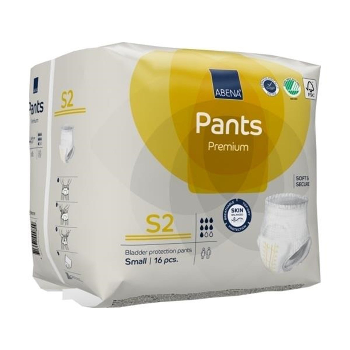 Abena® Premium Pants S2 Unisex Adult Absorbent Underwear Pull On with Tear Away Seams Small Disposable Heavy Absorbency (1218227_PK)