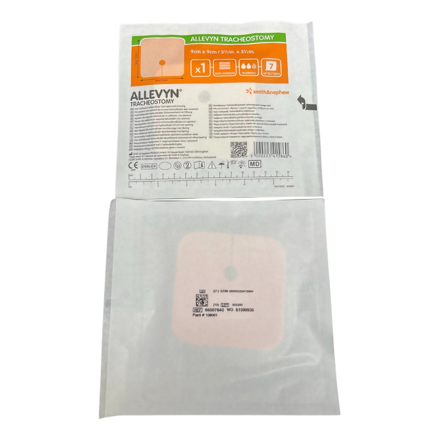 Allevyn Tracheostomy Foam Dressing 3-1/2 X 3-1/2 Inch Without Border Film Backing Nonadhesive Fenestrated Square Sterile (1243288_BX)