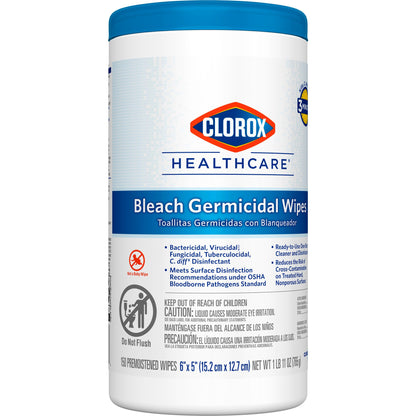 Clorox Healthcare® Surface Disinfectant Cleaner Premoistened Bleach Germicidal Manual Pull Wipe 150 Count Canister Floral Scent NonSterile (726380_PK)