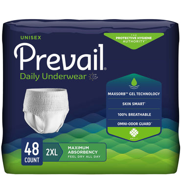 Prevail® Daily Underwear Extra Unisex Adult Absorbent Underwear Pull On with Tear Away Seams 2X-Large Disposable Moderate Absorbency (579584_CS)