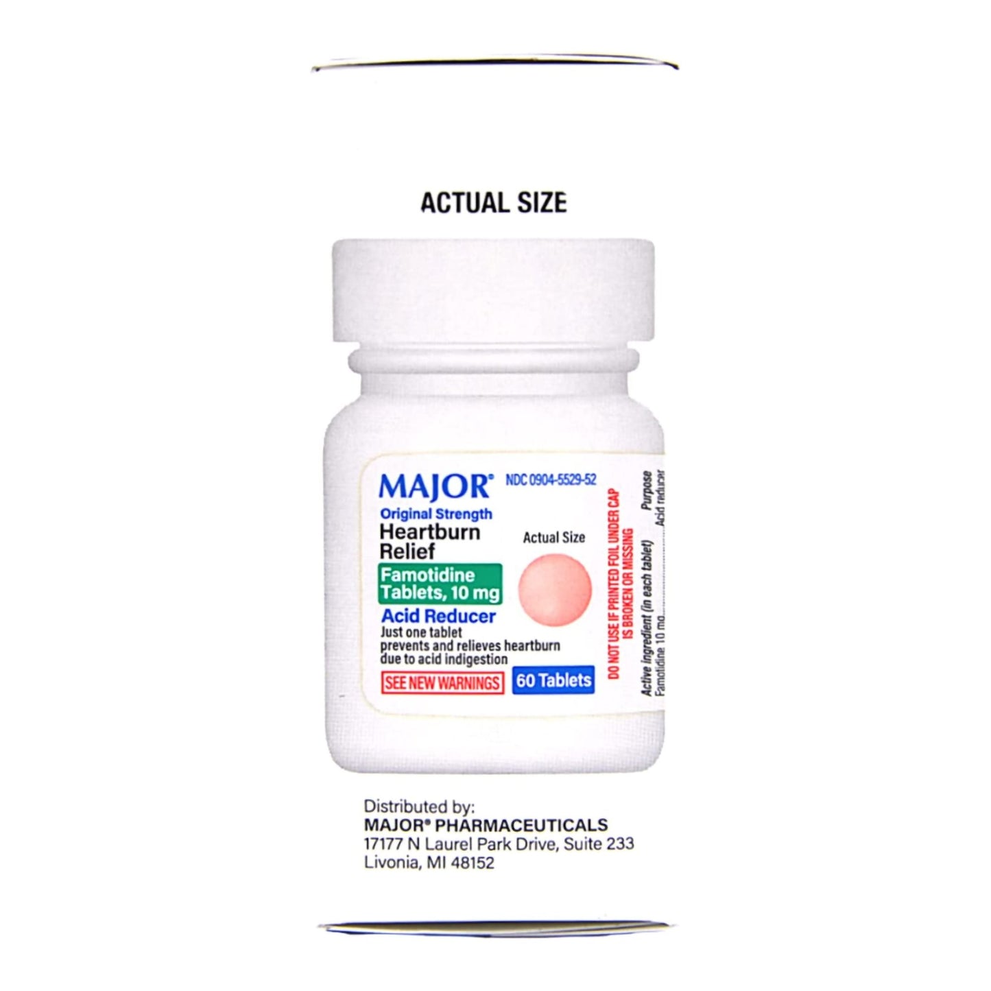 Major® Antacid 10 mg Strength Tablet 60 per Box (1103614_BT)