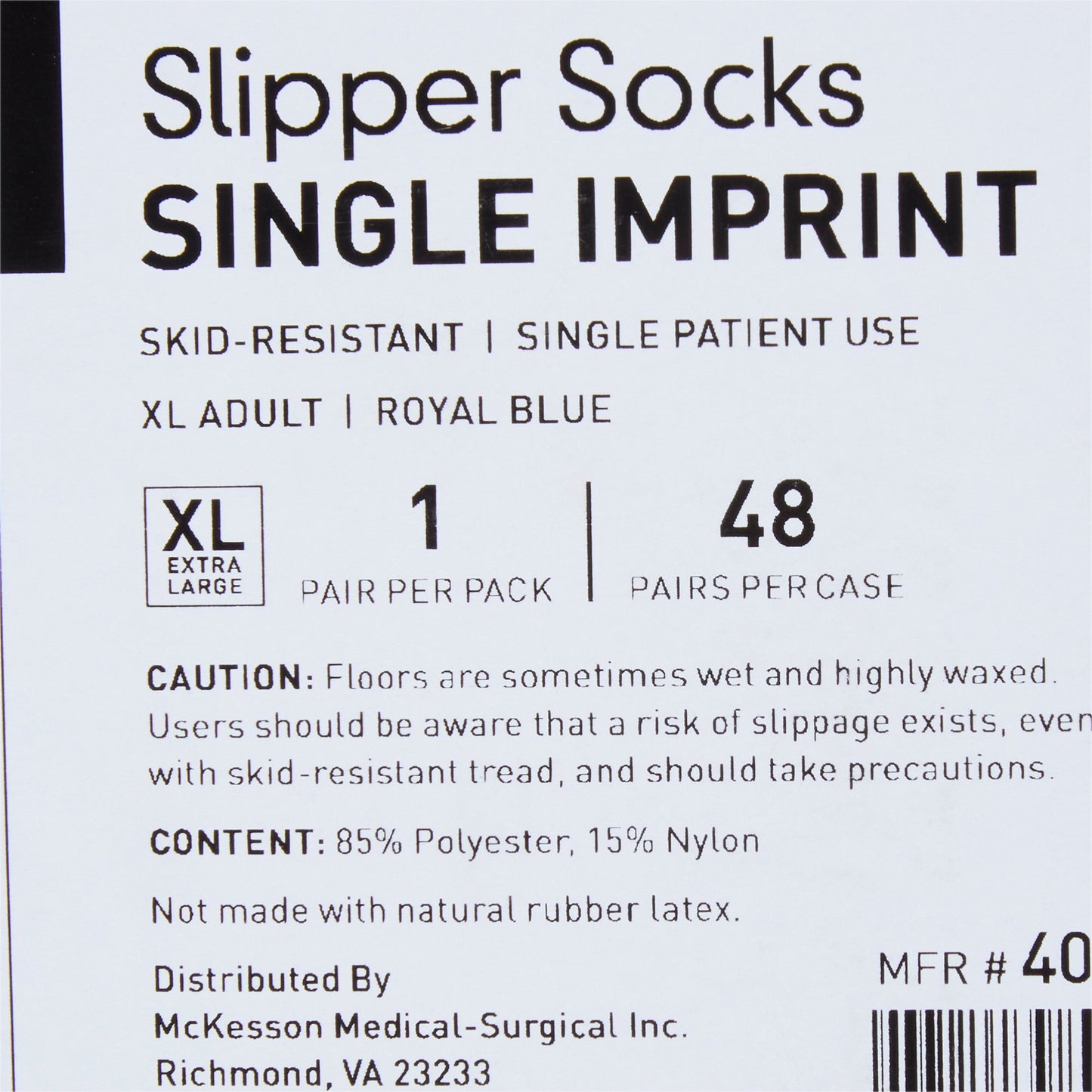 McKesson Terries™ Slipper Socks Unisex Adult X-Large Single Tread Single Patient Use Royal Blue (334875_CS)