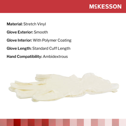 McKesson Exam Glove X-Large NonSterile Stretch Vinyl Standard Cuff Length Smooth Ivory Not Rated (409745_CS)