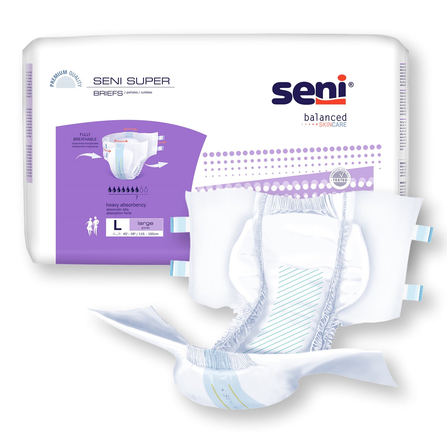 Seni® Super Unisex Adult Incontinence Brief Large Disposable Heavy Absorbency (1163862_PK)