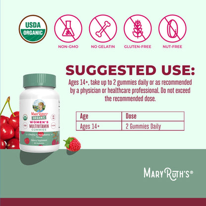 Mary Ruth's® Organic Women's Multivitamin Supplement Vitamin A / C / D / E 450 mcg - 20 mg - 6 mcg - 7 mg Strength Gummie 60 Per Bottle Strawberry Flavor (1271765_EA)