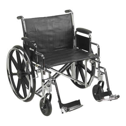 McKesson Bariatric Wheelchair Dual Axle Desk Length Arm Swing-Away Footrest Black Upholstery 24 Inch Seat Width Adult 450 lbs. Weight Capacity (1065288_EA)