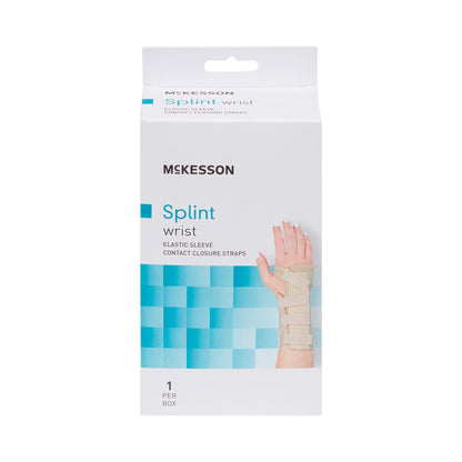 McKesson Wrist Brace Low Profile / Contoured / Wraparound Aluminum / Cotton / Elastic Right Hand Beige Small (1159153_EA)