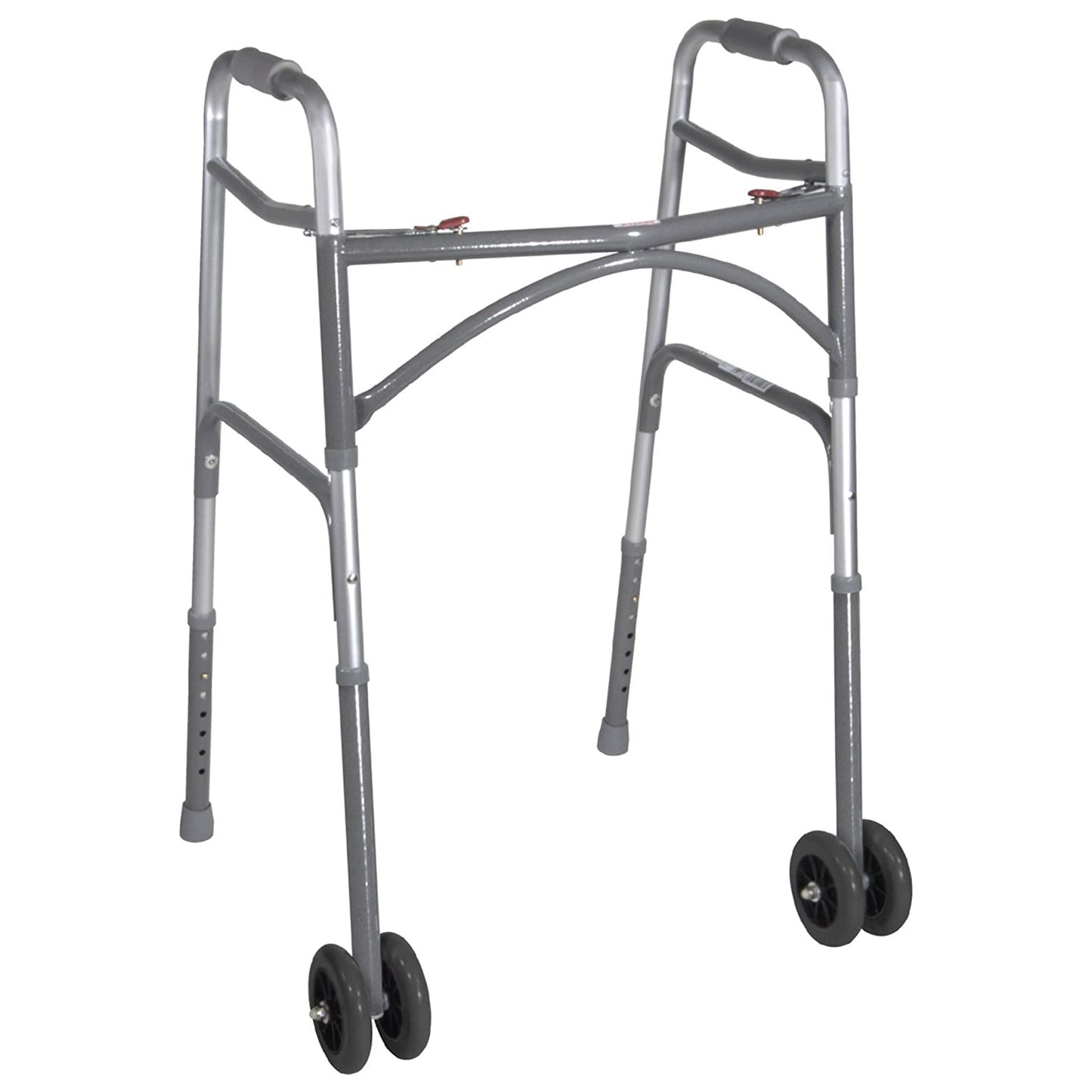 drive™ Bariatric Dual Release Folding Walker with Wheels Adjustable Height Steel Frame 500 lbs. Weight Capcity 32 to 39 Inch Height (1129939_CS)