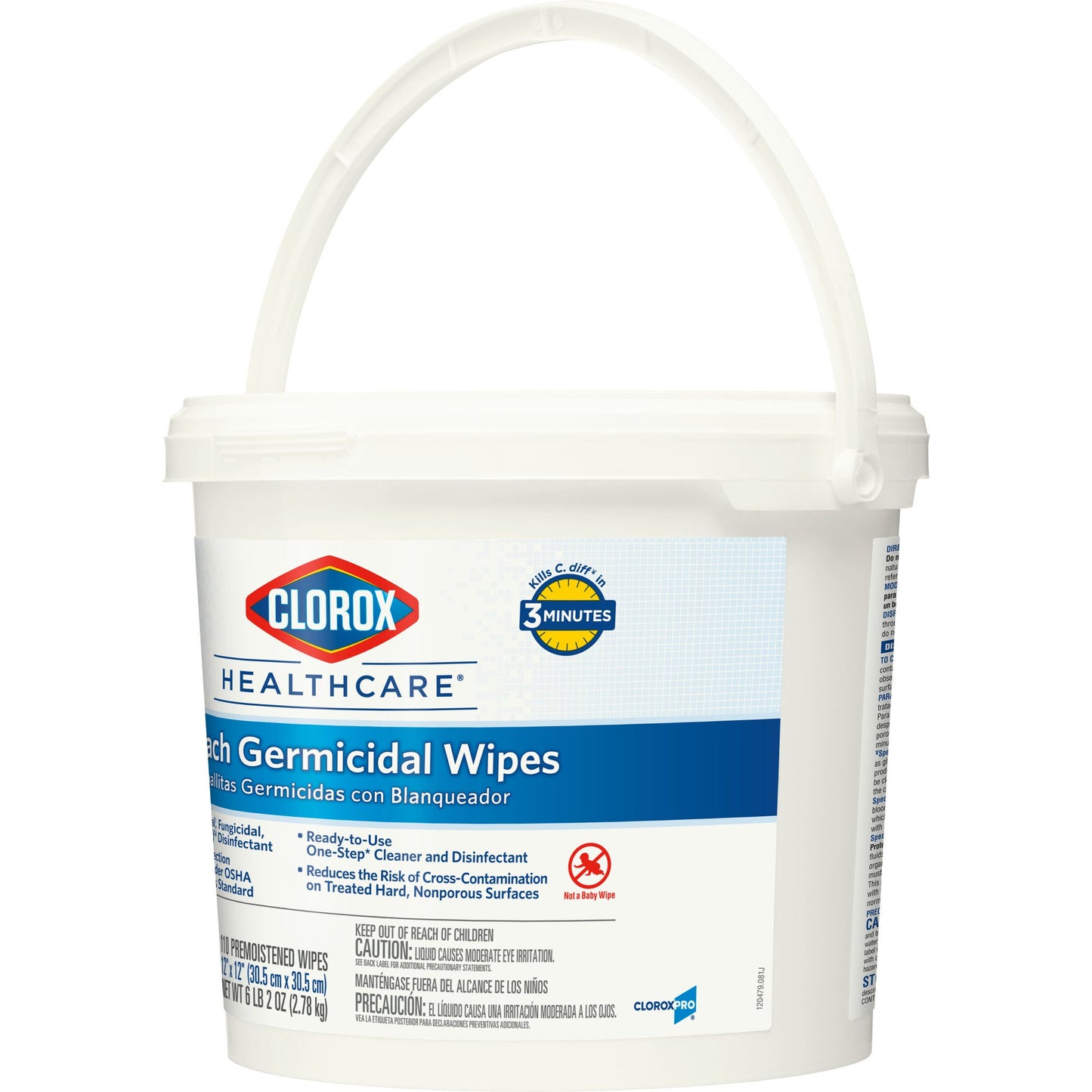 Clorox Healthcare® Bleach Germicidal Premoistened Germicidal Manual Pull Wipe 110 Count Pail Chlorine Scent NonSterile (743109_CS)
