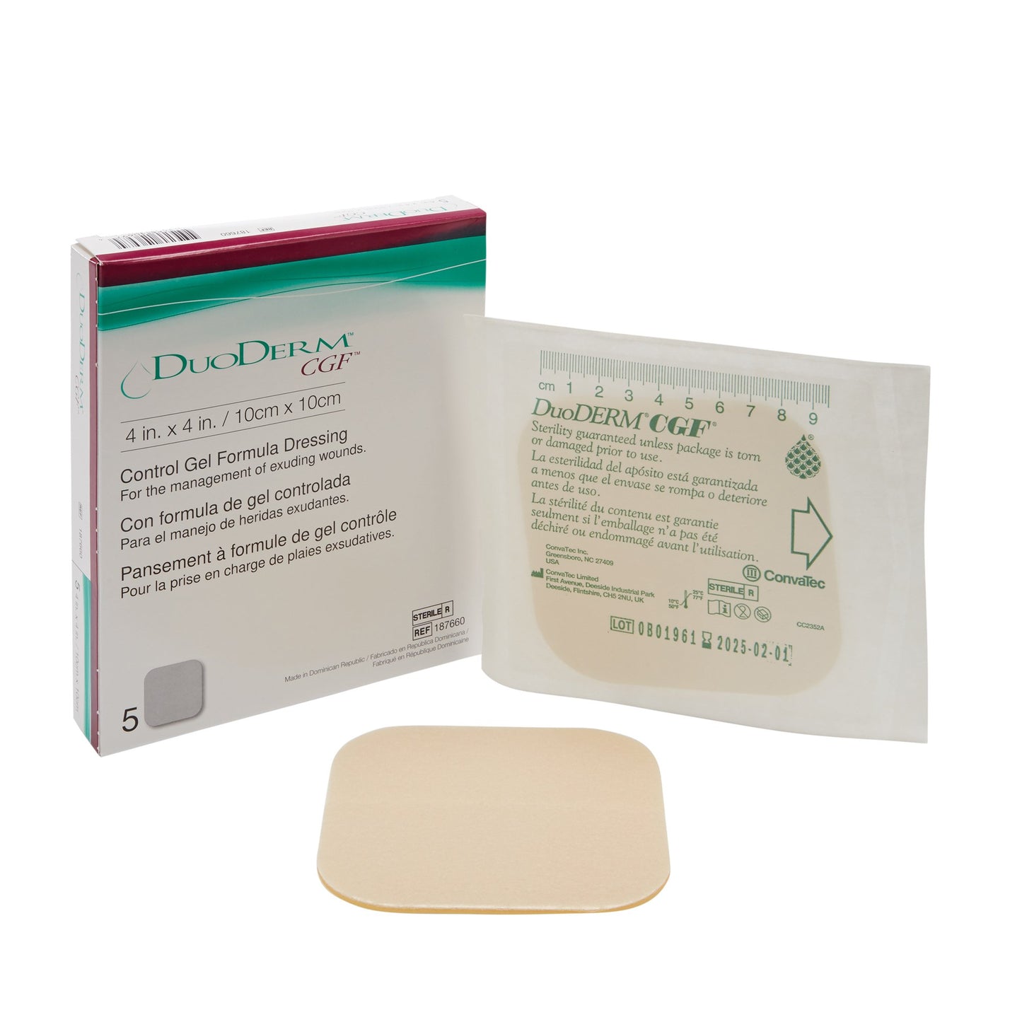 DuoDERM® CGF® Hydrocolloid Dressing Foam Backing 4 X 4 Inch Square Hydrocolloid (181329_EA)