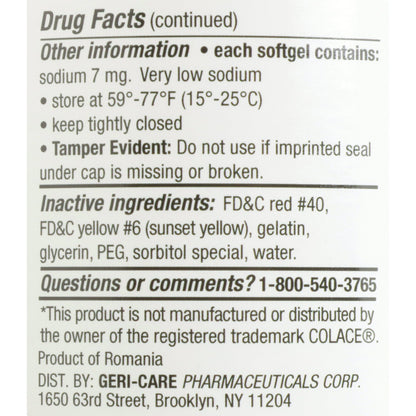 Geri-Care® Stool Softener Softgel 1,000 per Bottle 100 mg Strength Docusate Sodium (555682_BT)