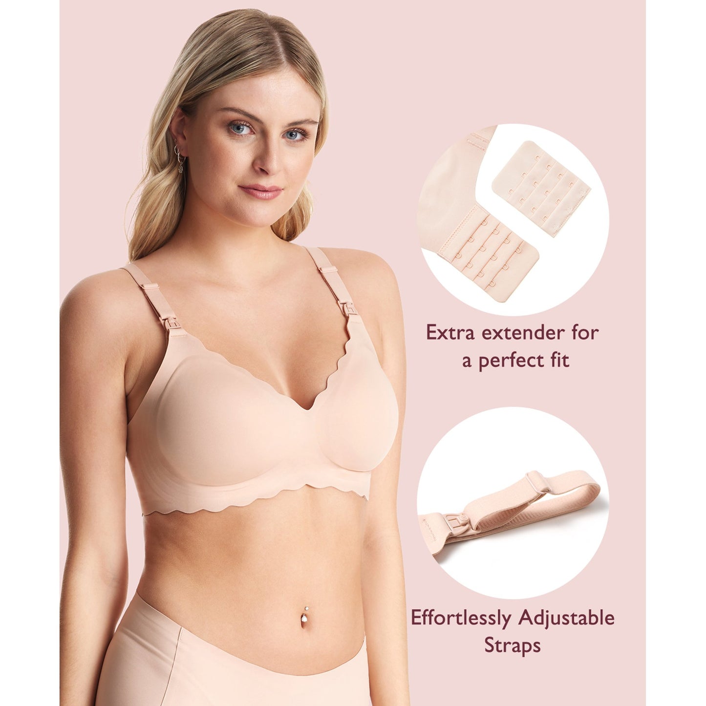 Momcozy Nursing Bra Beige Large 36 to 38 Inch (1261822_EA)