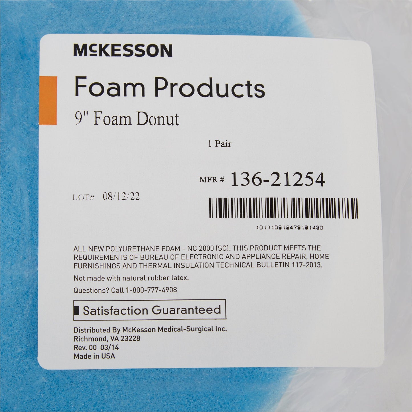 McKesson Head Positioner Donut 9 Inch Diameter Foam Freestanding (929203_CS)