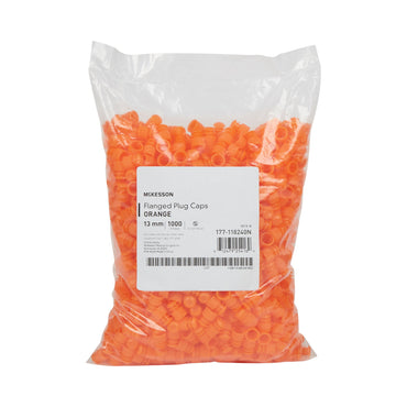 McKesson Tube Closure Polyethylene Flanged Plug Cap Orange 13 mm For Use with 13 mm Blood Drawing Tubes, Glass Test Tubes, Plastic Culture Tubes NonSterile (1175282_BG)
