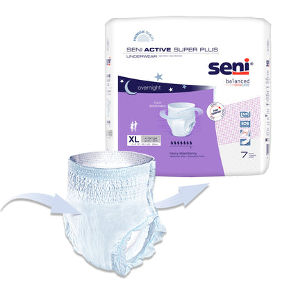 Seni® Active Super Plus Unisex Adult Absorbent Underwear Pull On with Tear Away Seams X-Large Disposable Heavy Absorbency (1163820_PK)