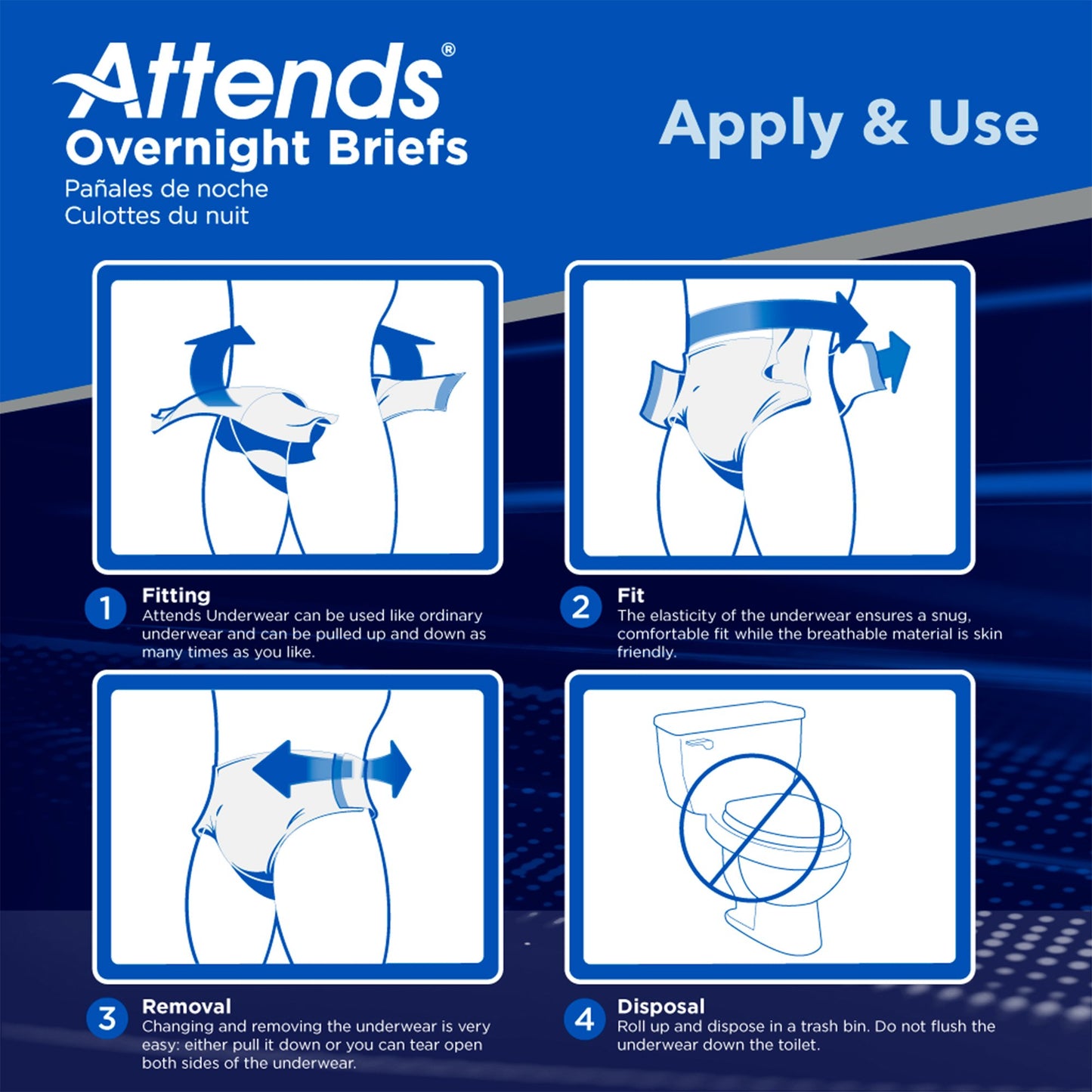 Attends® Overnight Unisex Adult Incontinence Brief Medium Disposable Heavy Absorbency (1078990_CS)