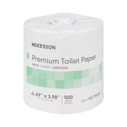 McKesson Premium Toilet Tissue White 2-Ply Standard Size Cored Roll 500 Sheets 4 X 4-1/2 Inch (1045391_CS)