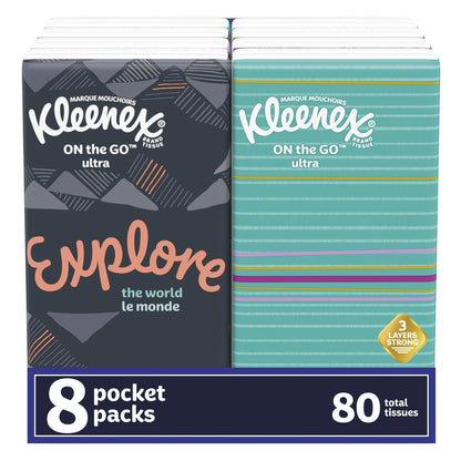 Kleenex® Pocket Pack Facial Tissue White 8-3/5 X 8-3/10 Inch 10 Count (1032437_CS)