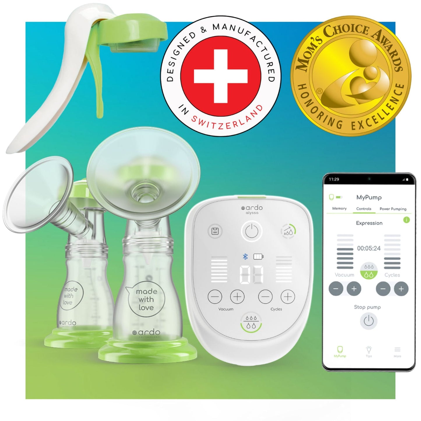 Ardo Alyssa Double Electric Breast Pump with Manual Pump Handle Ardo Alyssa (1256799_BX)