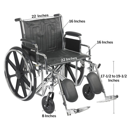 McKesson Bariatric Wheelchair Dual Axle Desk Length Arm Swing-Away Elevating Legrest Black Upholstery 22 Inch Seat Width Adult 450 lbs. Weight Capacity (1065281_EA)