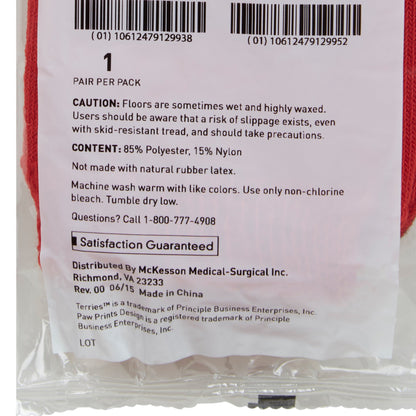 McKesson Terries™ Slipper Socks Unisex Adult X-Large Single Tread Single Patient Use Red (553041_CS)