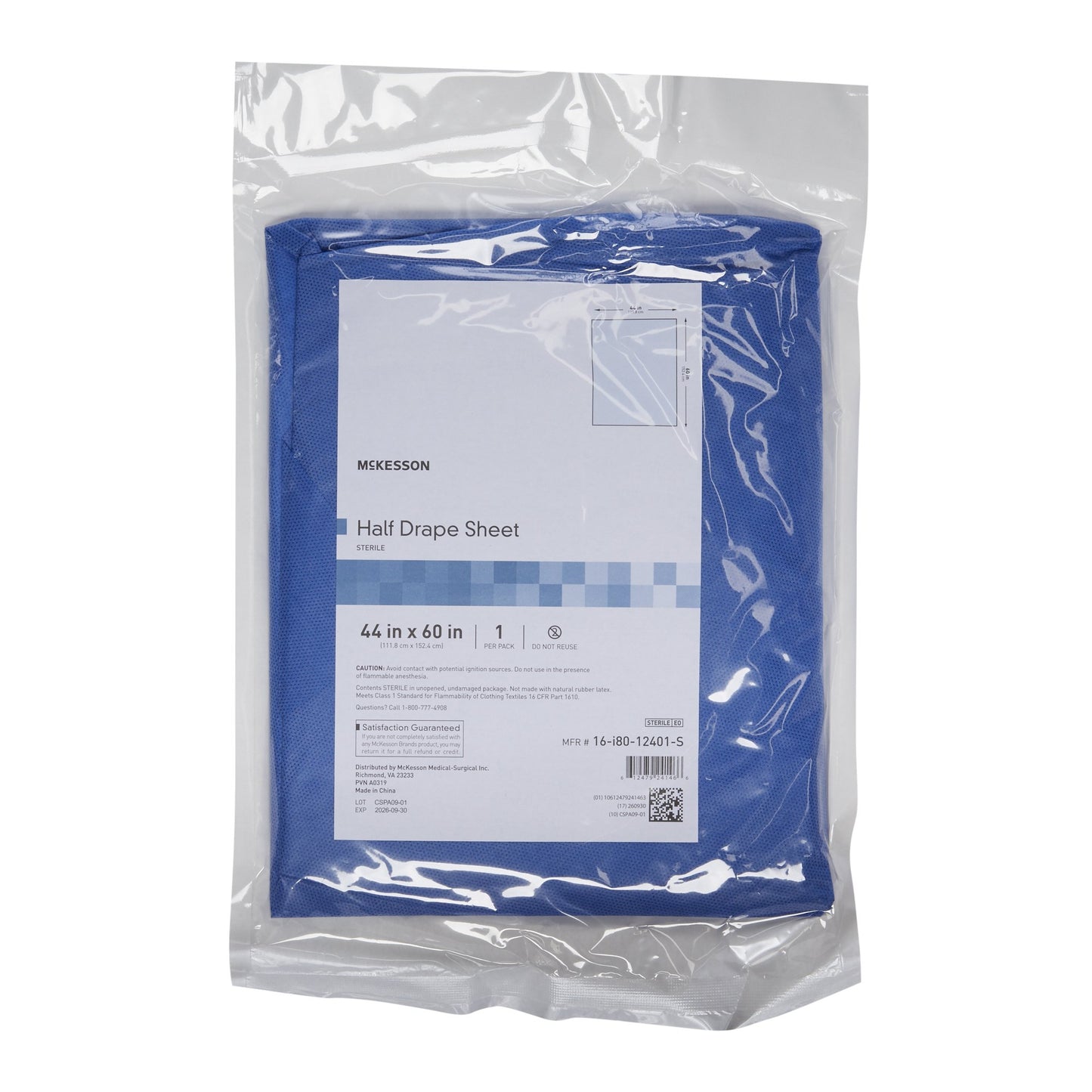 McKesson General Purpose Drape Half Drape Sheet 60 W X 44 L Inch Sterile (1130790_PK)