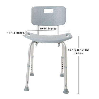 McKesson Bath Bench Without Arms Aluminum Frame Removable Backrest 19-1/4 Inch Seat Width 300 lbs. Weight Capacity (1065208_EA)