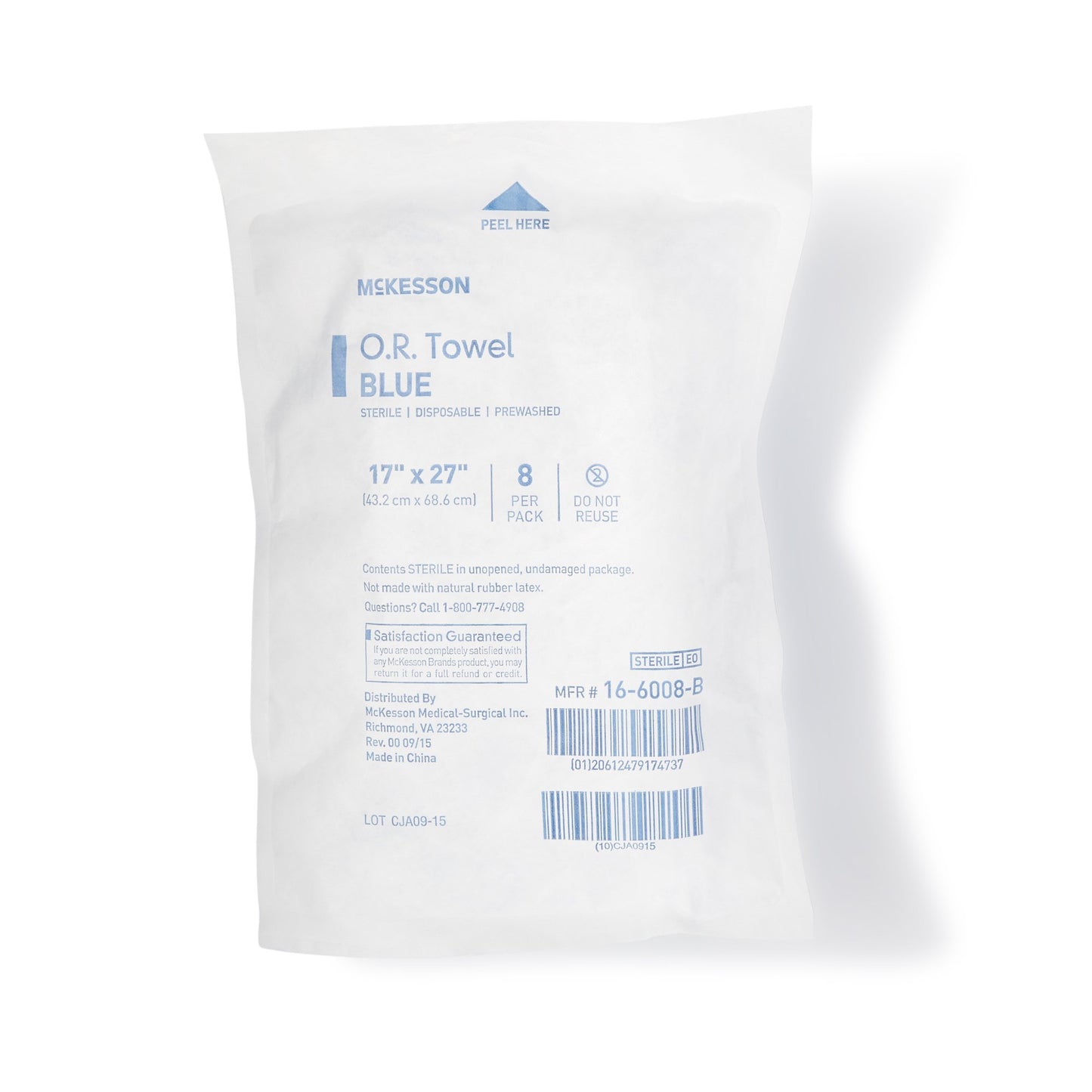 McKesson O.R. Towel 17 W X 27 L Inch Blue Sterile (277863_CS)