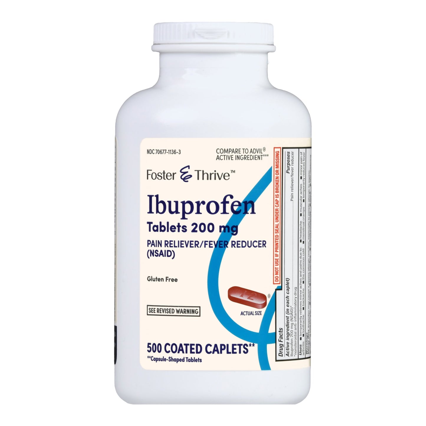 Foster & Thrive™ Pain Relief 200 mg Strength Ibuprofen Caplet 500 per Bottle (1238909_BT)