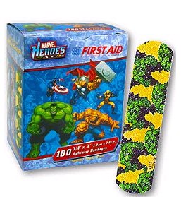 Medibadge Adhesive Strip 3/4 X 3 Inch Plastic Rectangle Kid Design (The Hulk) Sterile (720220_BX)