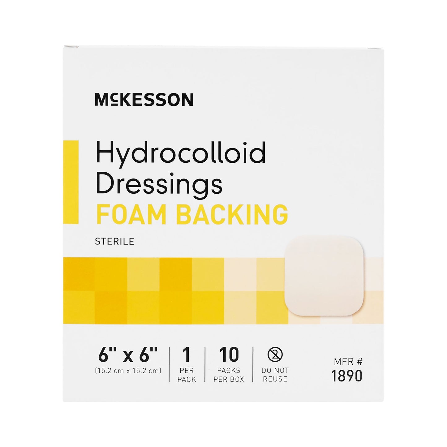 McKesson Hydrocolloid Dressing Foam Backing 6 X 6 Inch Square Hydrocolloid / Foam (883000_BX)