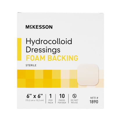 McKesson Hydrocolloid Dressing Foam Backing 6 X 6 Inch Square Hydrocolloid / Foam (883000_CS)