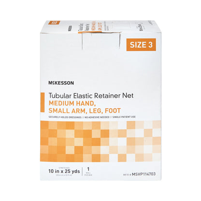 McKesson Elastic Net Retainer Dressing Tubular Elastic 10 Inch X 25 Yard (25.4 cm X 22.9 m) Size 3 White Medium Hand / Small Arm / Leg / Foot NonSterile (1113347_BX)